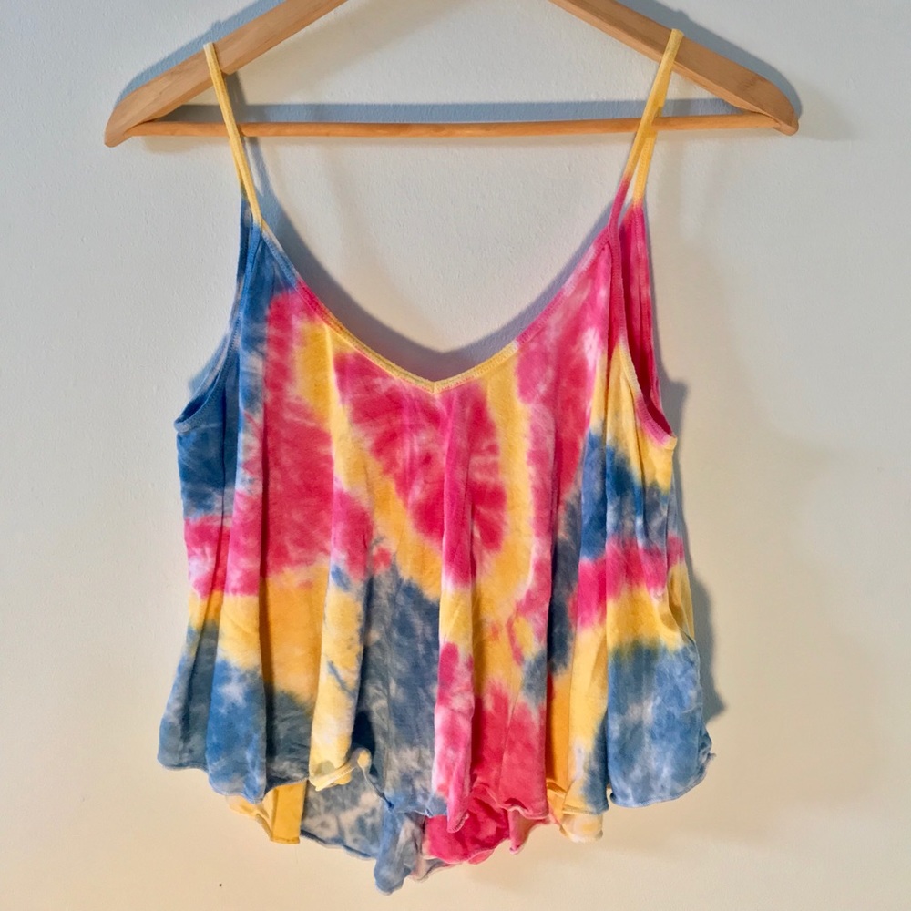 tie dye cotton cropped tank top